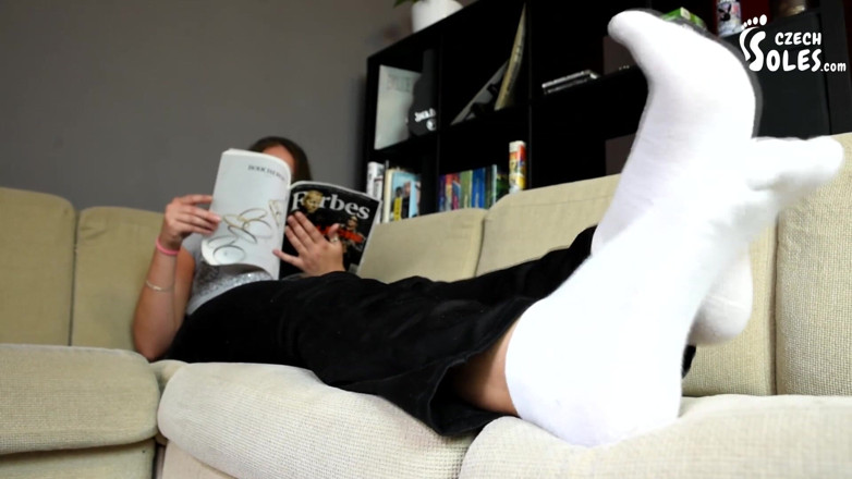 Czech Soles - foot fetish content: White socks and big barefoot girl ignoring you in POV