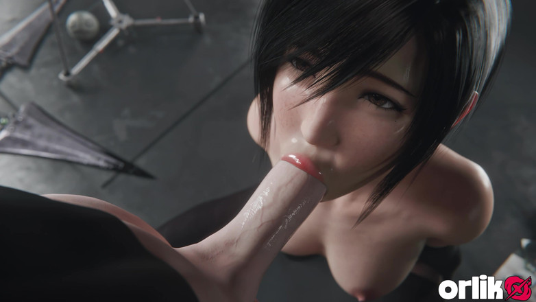 Orlikx: ユフィ ファイナルファンタジー7 完全裸フェラサービス - 濡れて乱雑な4K 3Dアニメーション