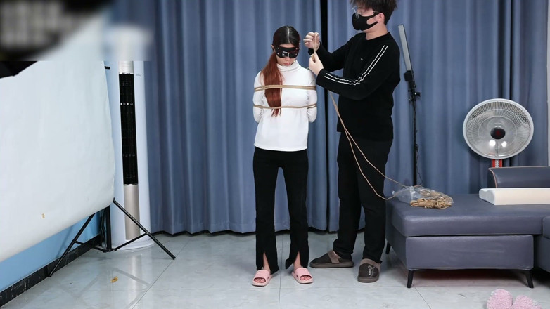 Asian bondage: The Extreme Restraints of a Barefoot Girl, Playing with Her...