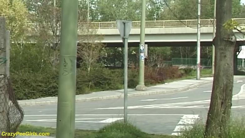 Crazy pee girls: Young beauty girl with small tits peeing in public