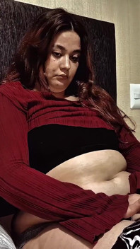 Nicole's Bedtime Snack Stripping, Teasing & Showing off My Big Soft Belly