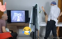 Wife at Ultrasound with Husband.