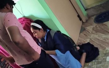 Sexy College Girl Seduced by Brother’s Friend Gives Him Blowjob