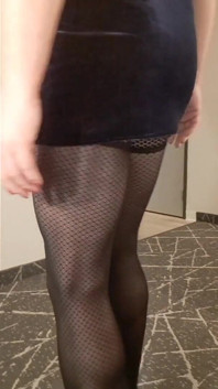 Crossdresser in Velvet Dress