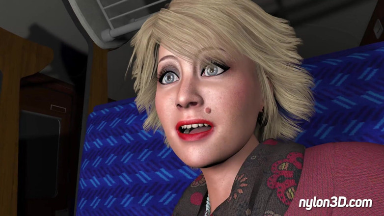 N3D animation: Paseo en tren con rubia cachonda