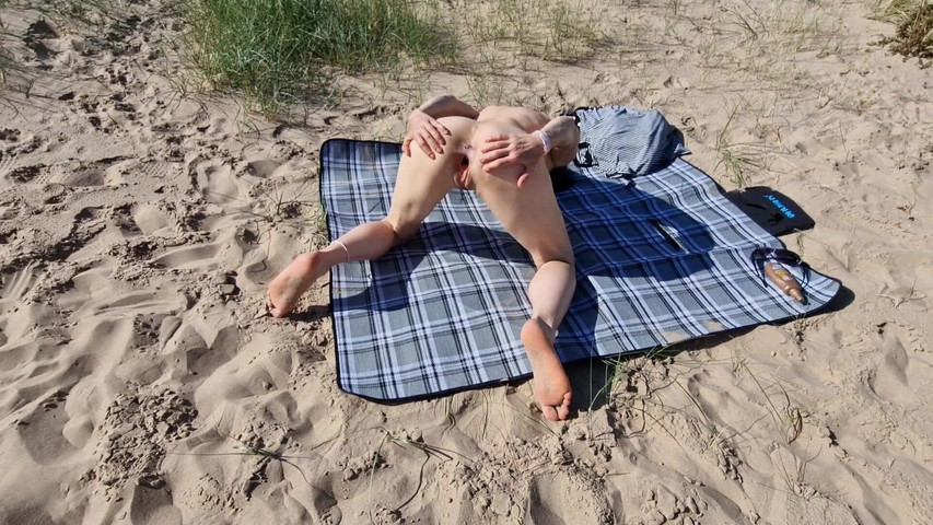 Naked at the Public Beach, Spreading and Gaping My Pussy and Peeing (Nicky Brill)