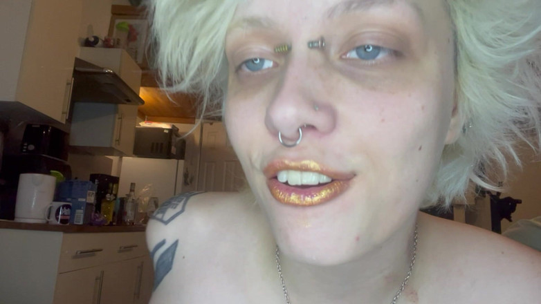 Glitterqueen1999: Bouche, fétiche, rouge à lèvres, fétiche, pas de maquillage, fille gothique