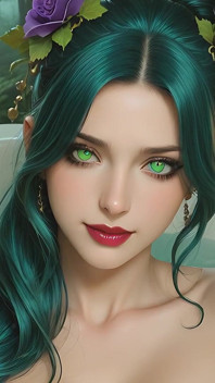 럭셔리한 욕조의 고딕 소녀