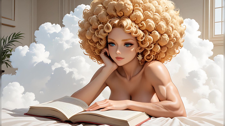 LustRender: Wanita berotot bugil afro curls si cewek rambut pirang dengan...