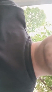 Smoking Outdoor and Showing Balls and Soft Uncut Cock