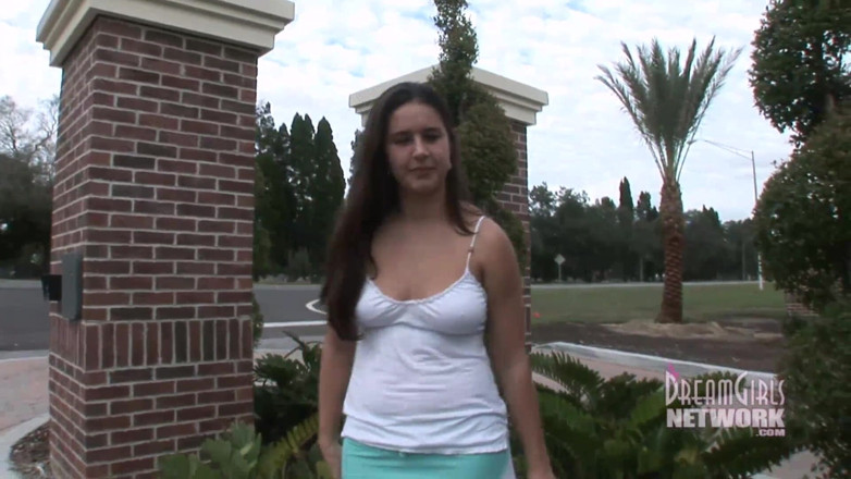 Dream Girls: Adorable brunette gets naked in backseat