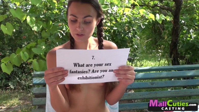 Old Nanny: MALLCUTIES- Slow striptease and casting quiz with teen