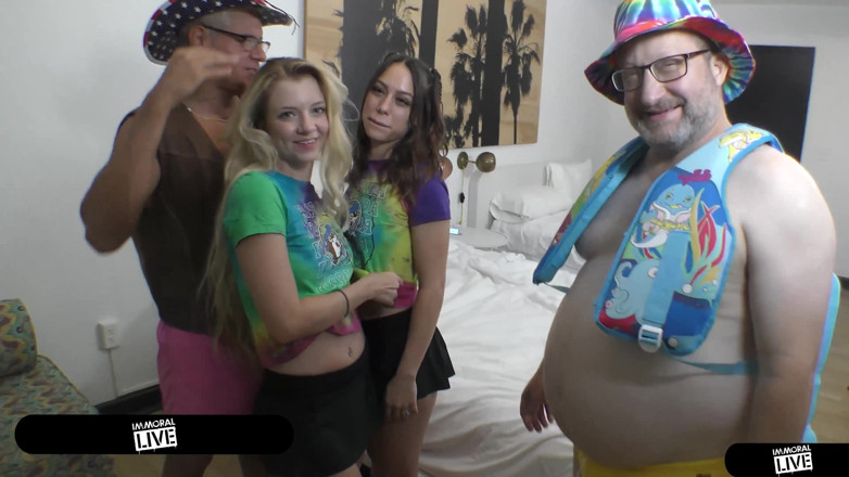 Immoral Live: Crazy Cowboy’s Memorial Day Threesome W Petite Princess Laya Rae &amp;...