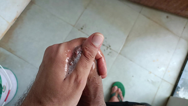 Desi shikha: Indian Boy Peeing in Bathroom and Masturbation Pink Cock