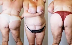 Como essa amadora inglesa grandona milf mamãe com peitões parece em 8 pares diferentes de calcinha usada em torno de sua buceta peluda?
