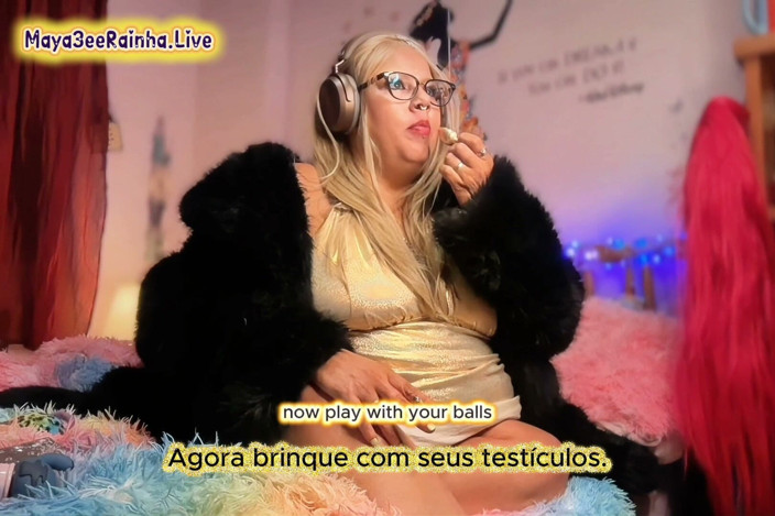 Goddess Maya3ee Rainha: Stomende hete Joi met Braziliaanse milf bbw-godin in goud