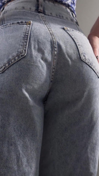 MILF Secretary in High Weist Jeans Teases Her Nice Butt