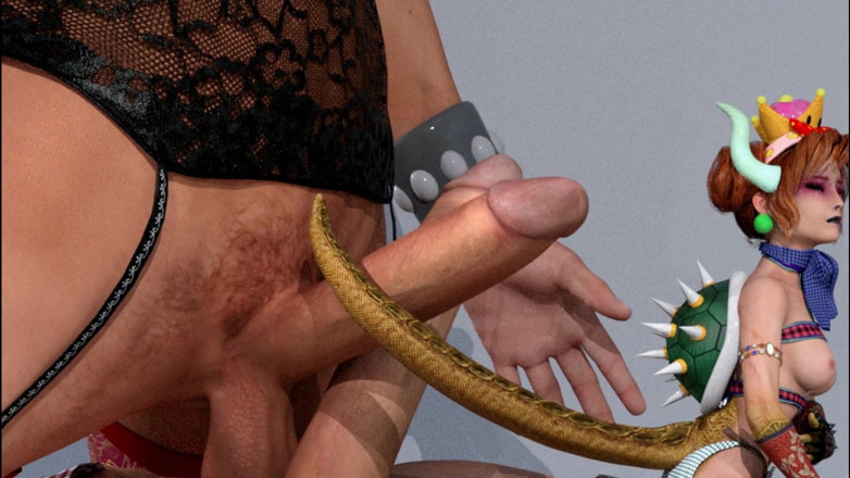 Cock Box 3D: Kawaii Bowsette Dvojitý ocas práce Epizoda 1 pěkná prsa Cock Frottage...