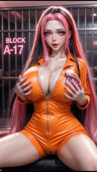 3D Mixed Hair Slut Ass Squat Tease - Glossy Big Ass Prison Cell
