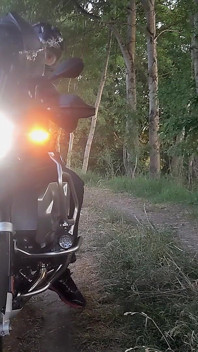 Hot Tranny Biker-bride! Horny Outdoor Fuck on the Motorcycle!