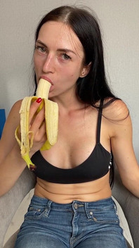 Teasing in Jeans,eating & Sucking Banana