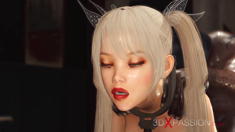 3dxpassion: Fucking machine. Horny sexy slave gets fucked by a black...