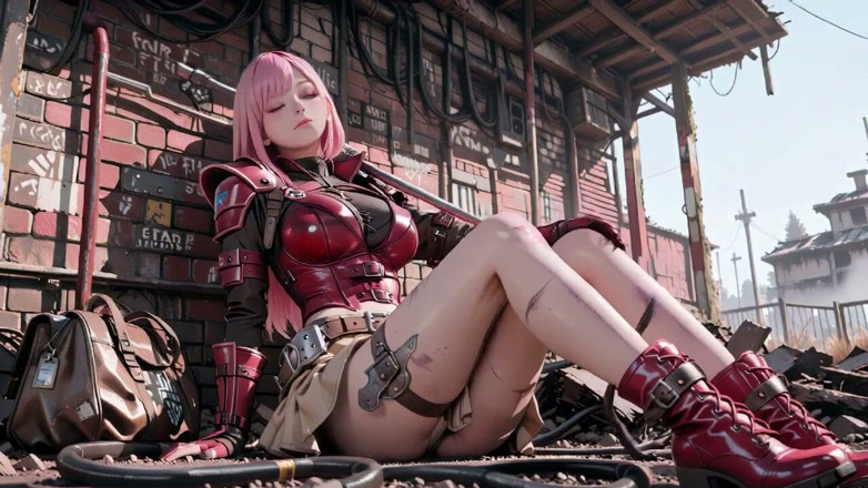 Seraphina Vale: Pink-haired Mech Warrior! the Cold Beauty of the Wasteland