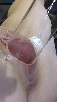 Very Close Spread Pussy Fucking with Dildo and Glass