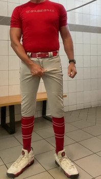Buff Dilfjockdad87 Edges in the Locker Room in Baseball Gear