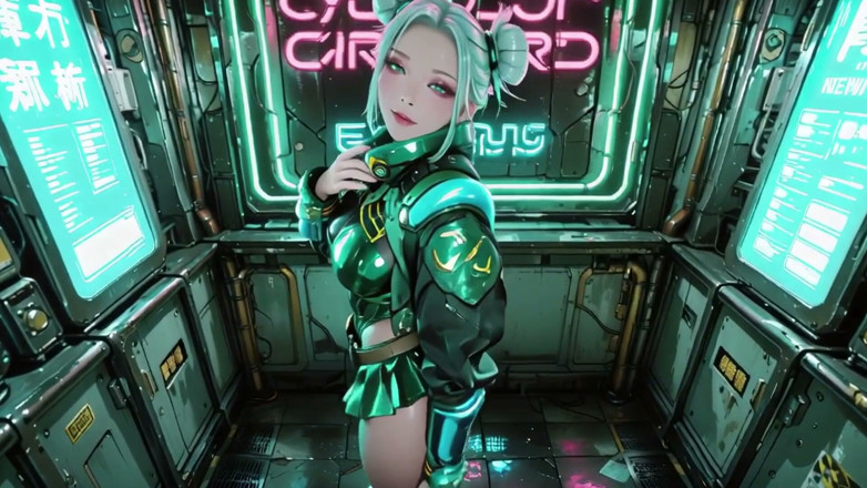Seraphina Vale: สาวหุ้มเกราะสีเขียว! Valkyrie ผมเงินคุกเข่าและลูบไล้หลัง, ปลายนิ้ว, ติดตามสูทโลหะเย็นของเธอ