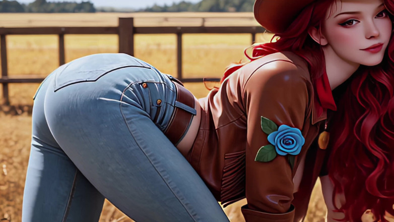 Splendor Dreams Studio: Busty Redhead Cowgirl in Leather: Outdoor Farm POV [premium]
