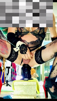 Cute Femboy in Black Lingerie Fucking Anal Monster Dildo