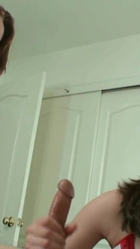 Stepmom and Stepdaughter Suck Stepbrothers Cock