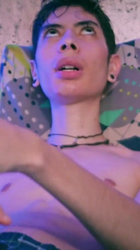 Cute Twink Magic C Jerking His Big Uncut Cock with Lots of Precum and a Thick Cum Load