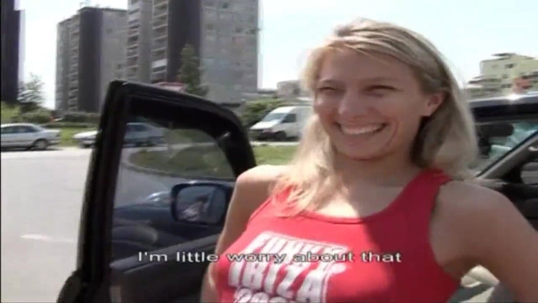 Vintage megastore: Picked up blonde slut tries the casting couch.