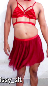 Sexy Shemale Exercise and Show off Her Tiny Clitty and Play with White Dildo