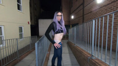 Crossdresser tight jeans strip thumbnail