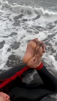 Hogtied in a Wetsuit - Rope Bondage Escape Challenge on the Beach
