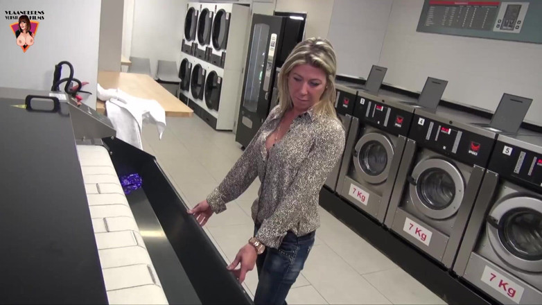 Flemish Filth: Blonde slut gets fucked in the wash salon