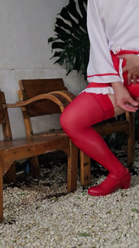 Sluty Miko Sissy Kanisa Part 3: Dick Play Outdoor in a Rock Garden