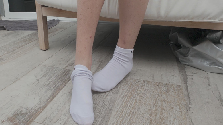 ScottishSweetie: White Ankle Sock Tease and Barefoot Reveal