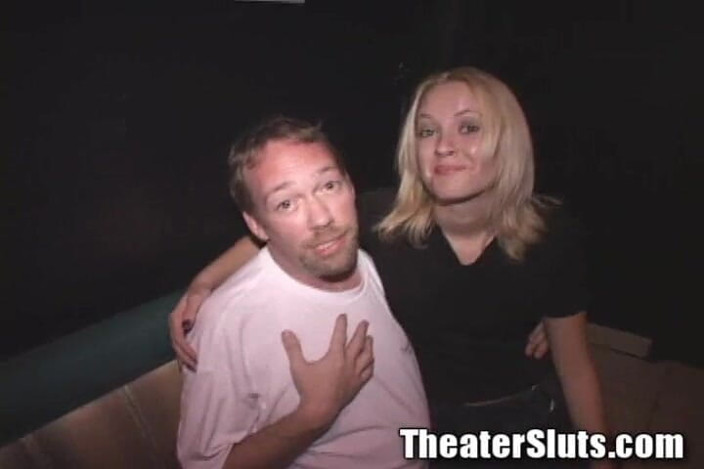 Theater Sluts: Blonde Facial Gangfuck Porno Theater Party Cutie!