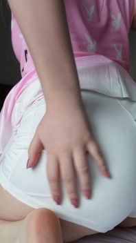 A Hot Brunette Fingers Her Wet, Tight Holes with Her Little Fingers and Brings Herself to Orgasm in a Close-up.