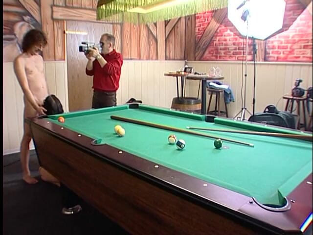 Lucky Cooch: Slut sucking dick on the billiard table
