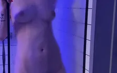 Hot Neon Dildo Riding in Shower