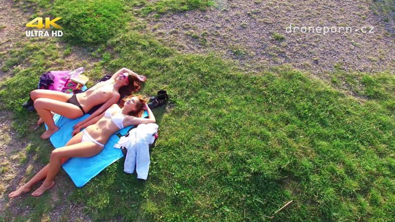 Peaches and Bananas: Teen on the Nudist Beach Filmed by Drone