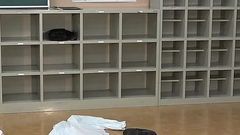 Female College Student Plays with Her Teacher by Ballkicking and Ballbusting