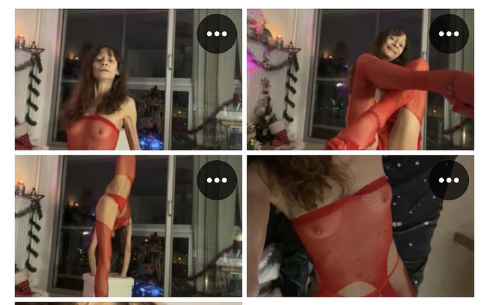 Chris hot studio: Červené síťované punčochy