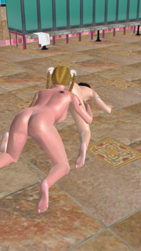 Animado 3d travesti porno - hermosa chica y travesti lamiendo culo en posición de perrito en el vestuario