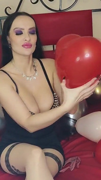Valentine's Day. Blowing and Popping Balloons
